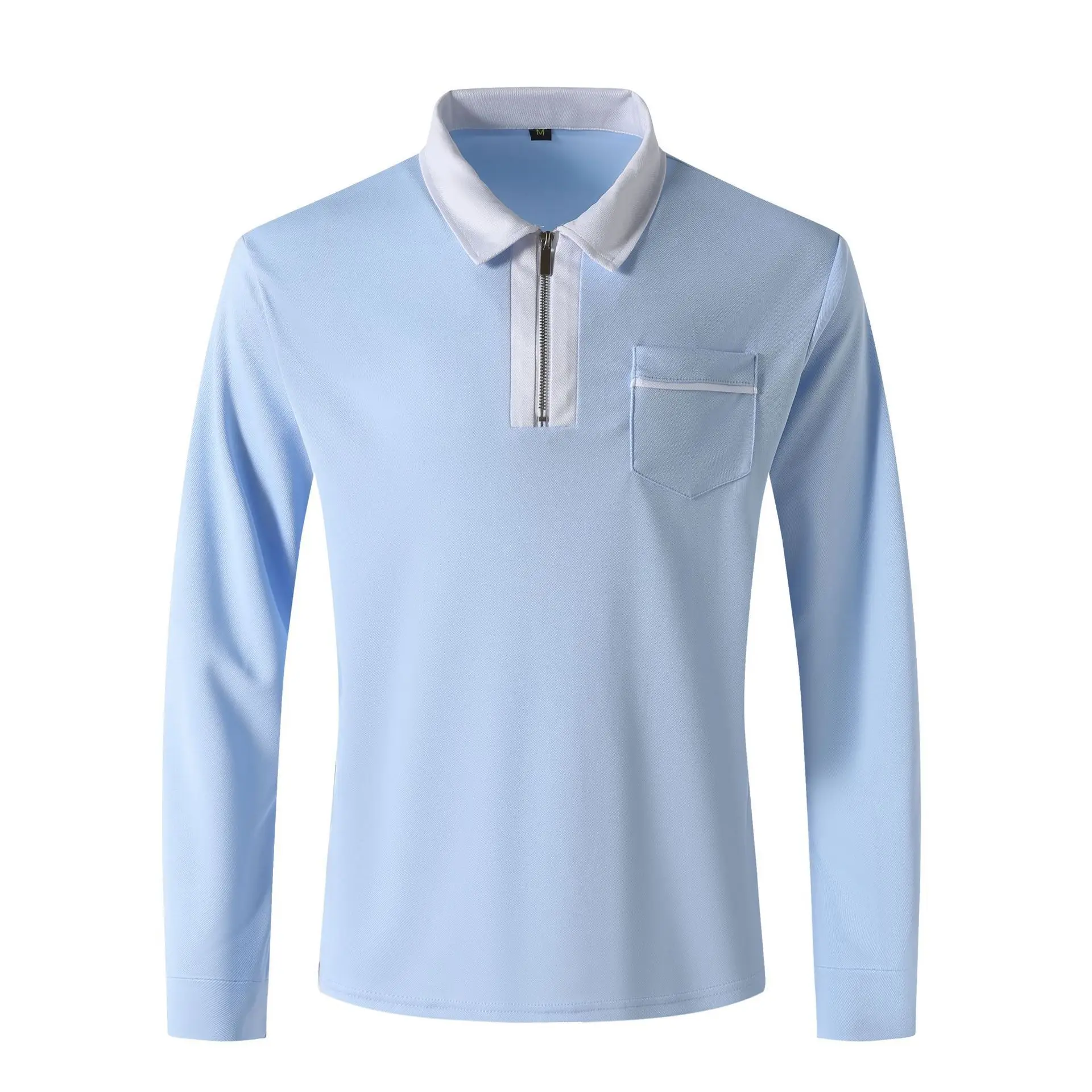 Men's Black Slim Fit Polo Shirt with White Collar — feature 5