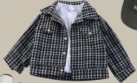 New Arrival: Blue Plaid Short Sleeve Jacket for Boys Girls