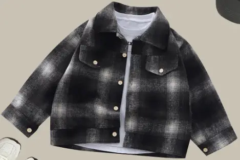 New Arrival: Blue Plaid Short Sleeve Jacket for Boys Girls