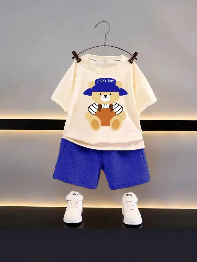 New Arrival: Blue Plaid Short Sleeve Jacket for Boys Girls