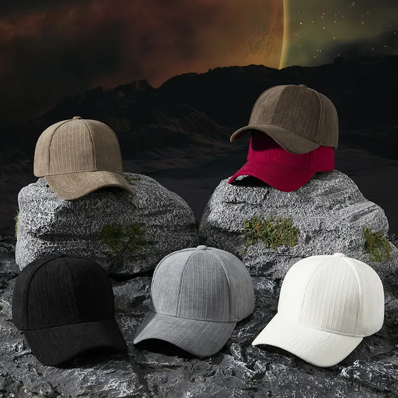 Men Striped Beige Baseball Cap Windproof Warm