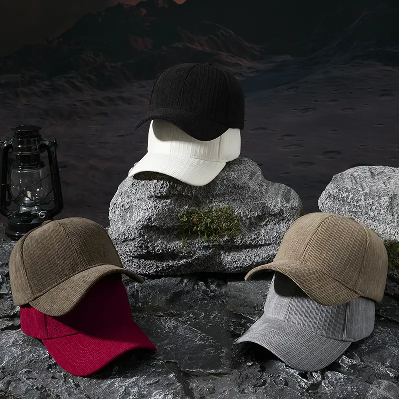 Men Striped Beige Baseball Cap Windproof Warm