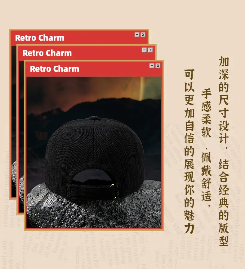 Men Striped Beige Baseball Cap Windproof Warm — feature 13