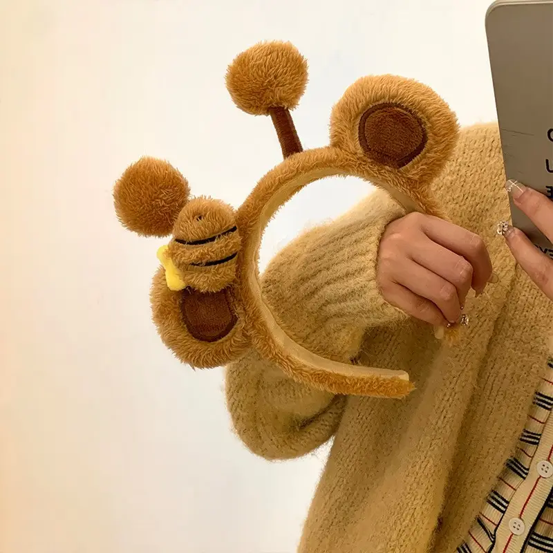 Plush Bear Face Wash Headband for Girls Winter Cute - Image 6