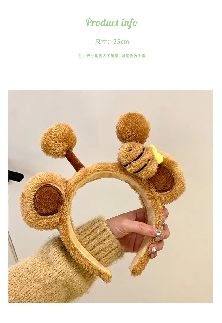 Plush Bear Face Wash Headband for Girls Winter Cute — feature 1