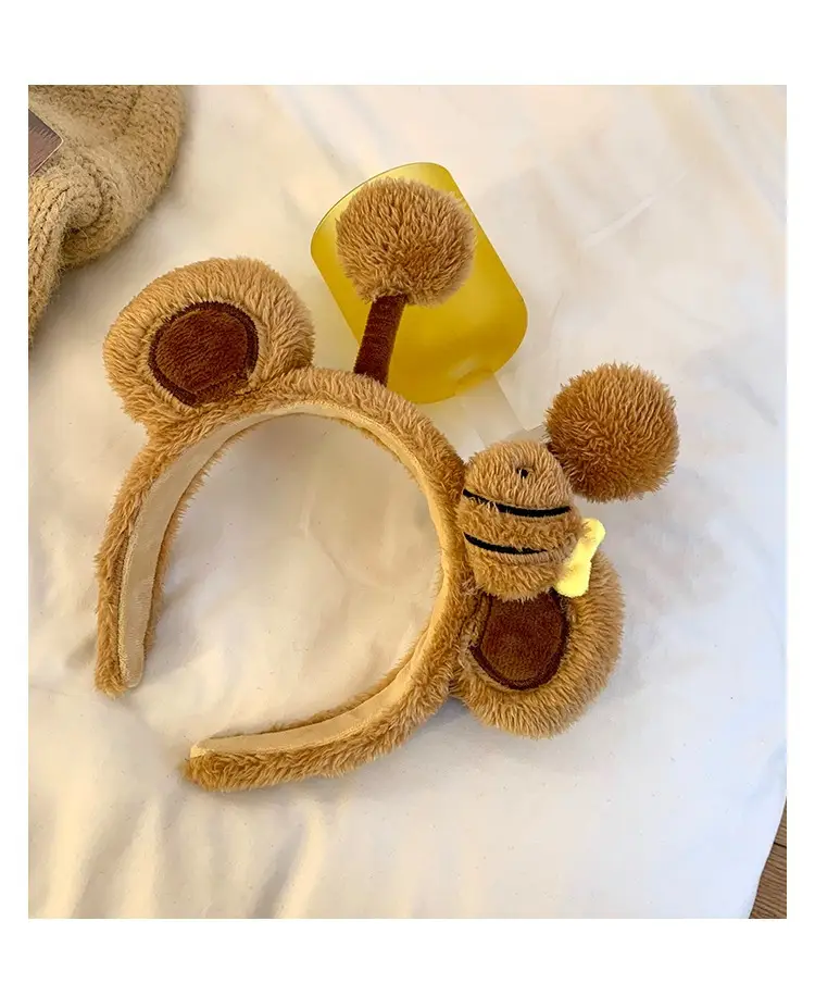 Plush Bear Face Wash Headband for Girls Winter Cute — feature 5