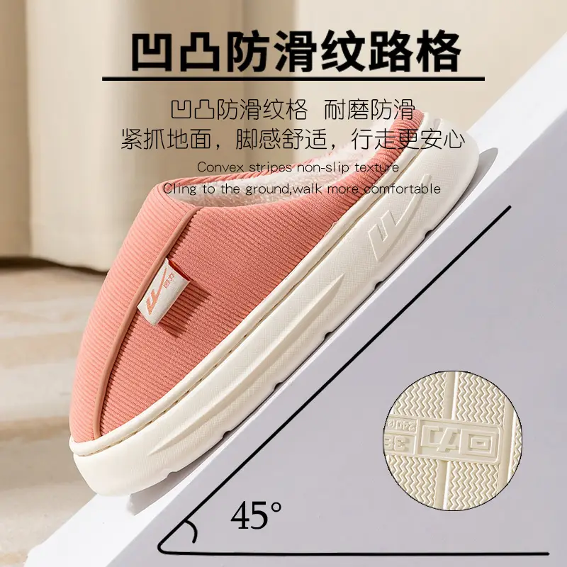 Huili Knitted Cotton Slippers Feeling Men's Indoor Home Non-slip Thick Bottom Maomao Women's Household Winter Slippers - Image 8