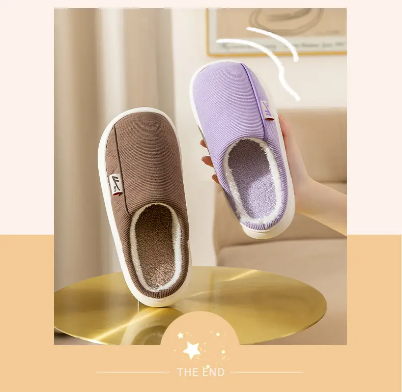 Huili Knitted Cotton Slippers Feeling Men's Indoor Home Non-slip Thick Bottom Maomao Women's Household Winter Slippers — feature 15