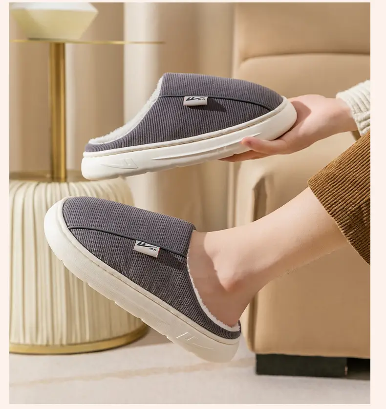 Huili Knitted Cotton Slippers Feeling Men's Indoor Home Non-slip Thick Bottom Maomao Women's Household Winter Slippers — feature 25