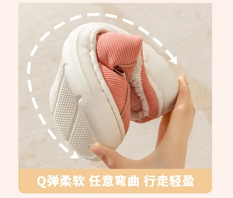 Huili Knitted Cotton Slippers Feeling Men's Indoor Home Non-slip Thick Bottom Maomao Women's Household Winter Slippers — feature 9