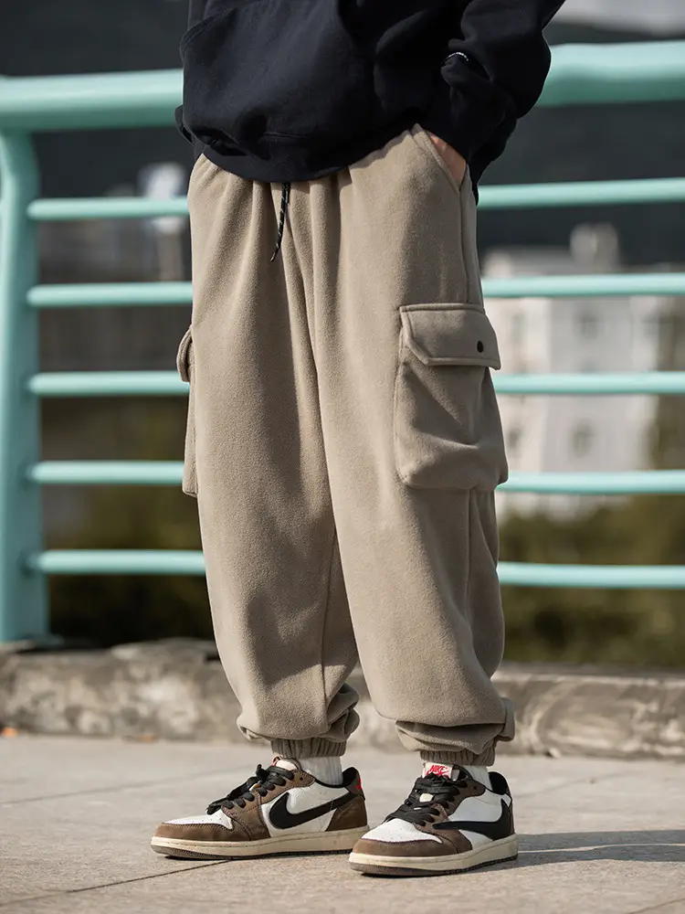 Hanlu Men Fleece Jogger Pants Cream 2024
