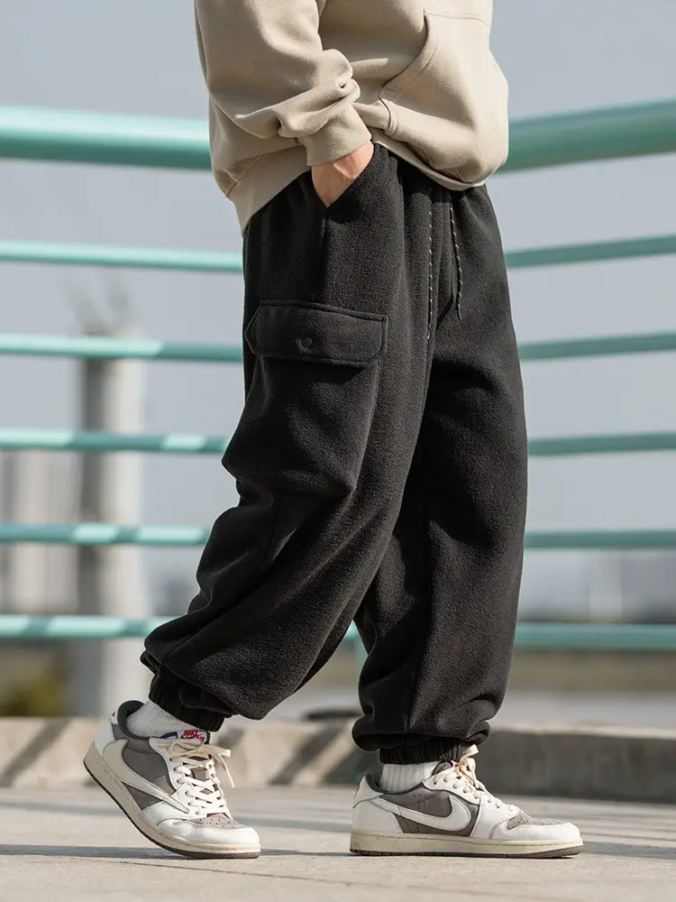 Hanlu Men Fleece Jogger Pants Cream 2024