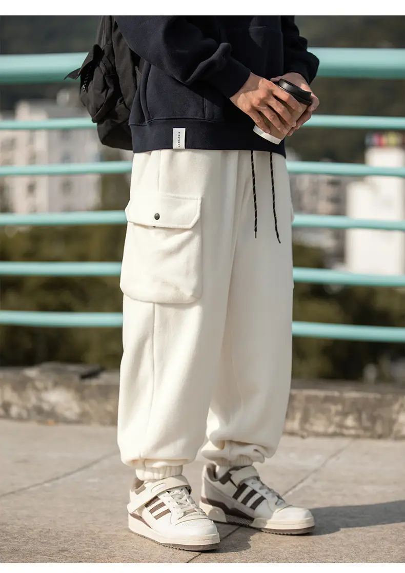 Hanlu Men Fleece Jogger Pants Cream 2024 — feature 12