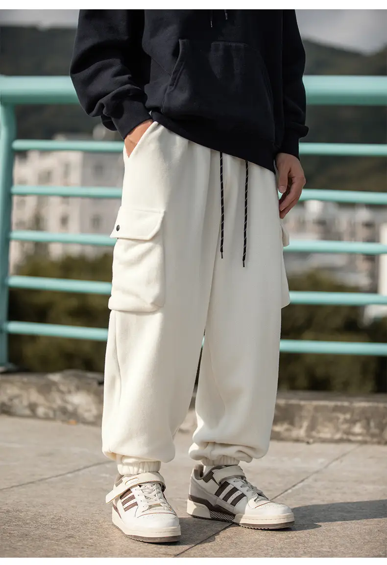 Hanlu Men Fleece Jogger Pants Cream 2024 — feature 14