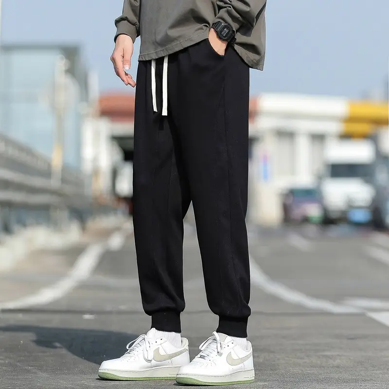 Men's Spring & Autumn Loose Leg Pants Beige White Casual Sportswear - Image 6