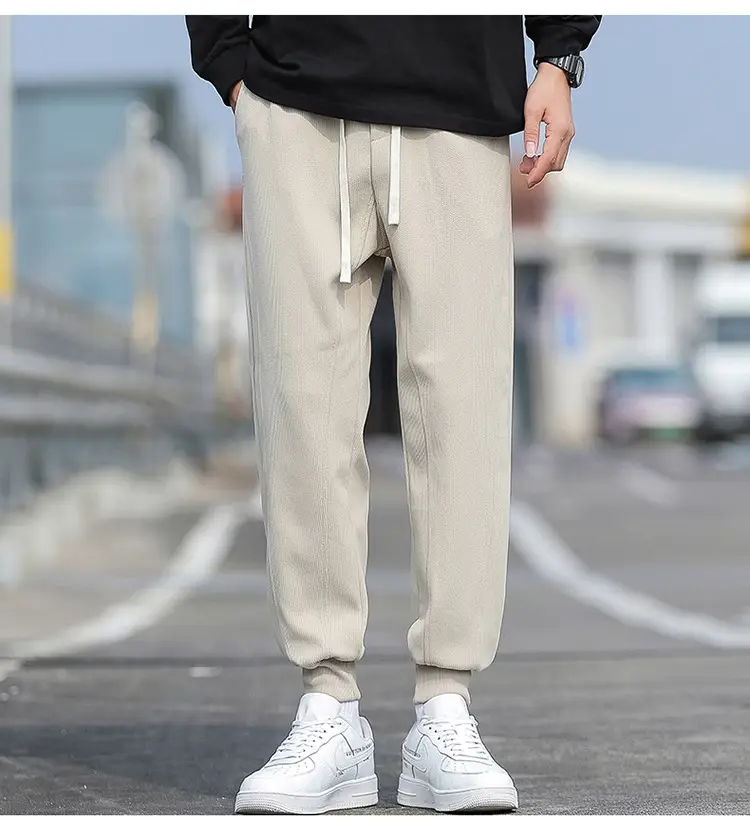 Men's Spring & Autumn Loose Leg Pants Beige White Casual Sportswear — feature 13