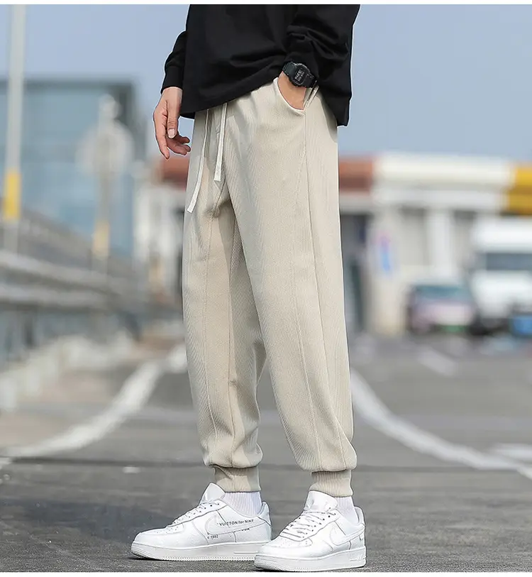 Men's Spring & Autumn Loose Leg Pants Beige White Casual Sportswear — feature 14
