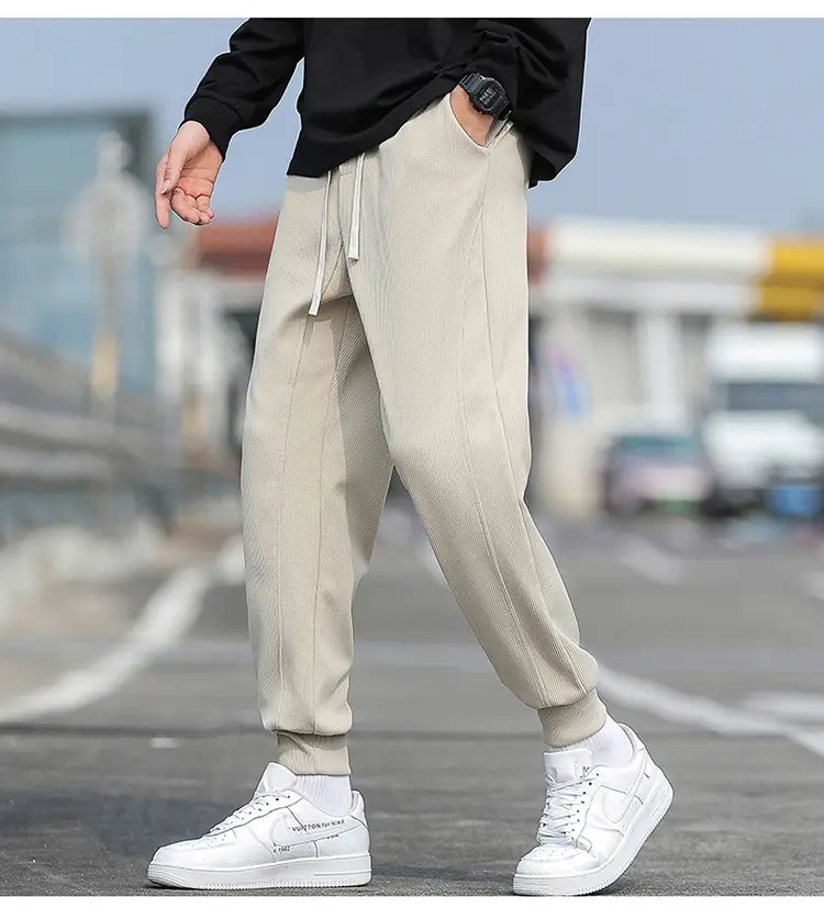 Men's Spring & Autumn Loose Leg Pants Beige White Casual Sportswear — feature 15