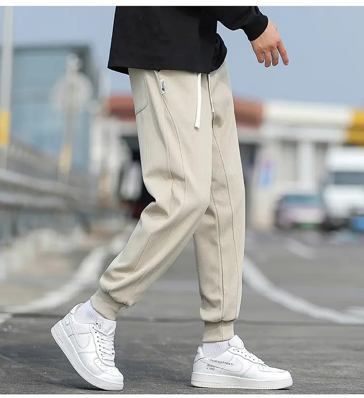 Men's Spring & Autumn Loose Leg Pants Beige White Casual Sportswear — feature 16