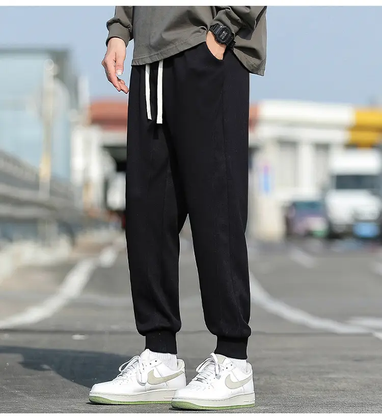 Men's Spring & Autumn Loose Leg Pants Beige White Casual Sportswear — feature 9