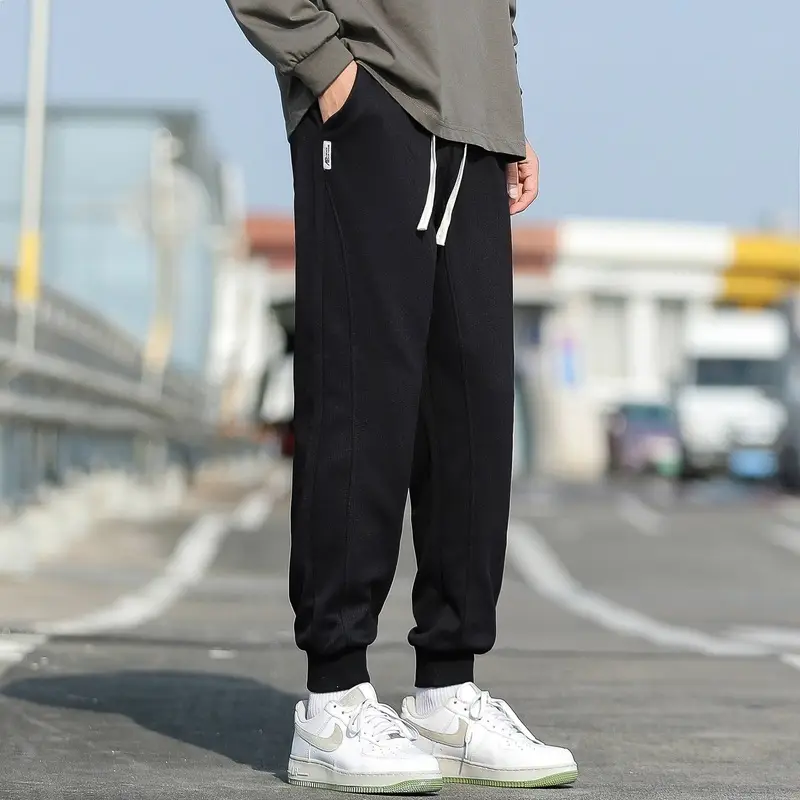 Men's Spring & Autumn Loose Leg Pants Beige White Casual Sportswear - Image 4