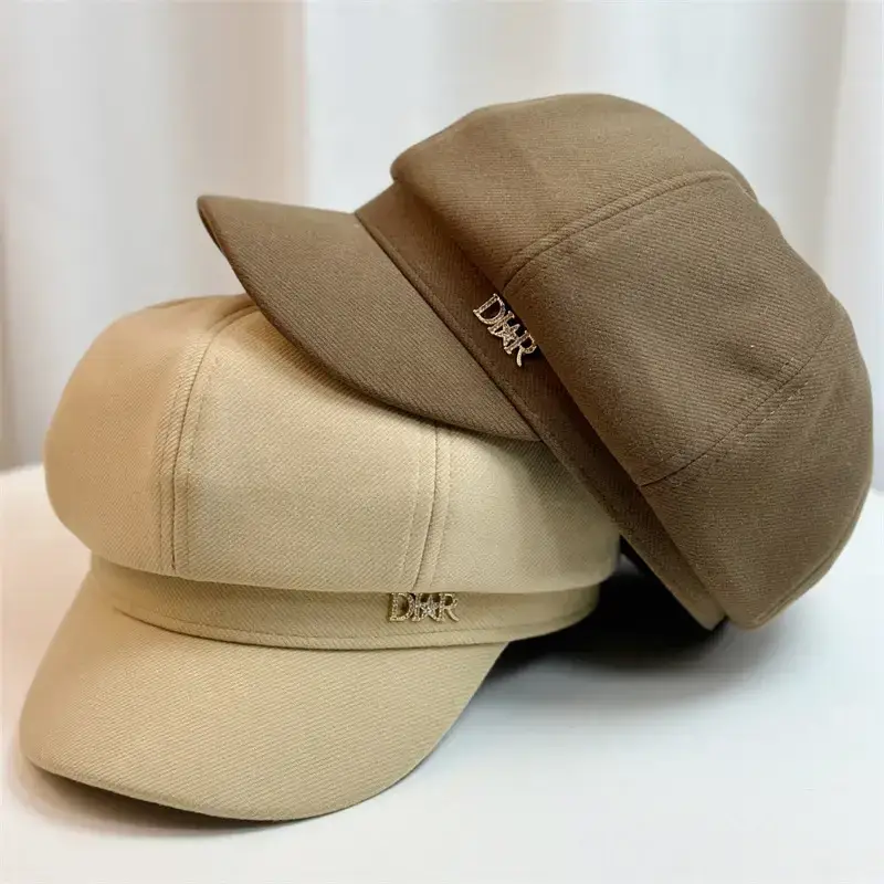 Women's Beige British Retro Cap Autumn Winter Casual - Image 6