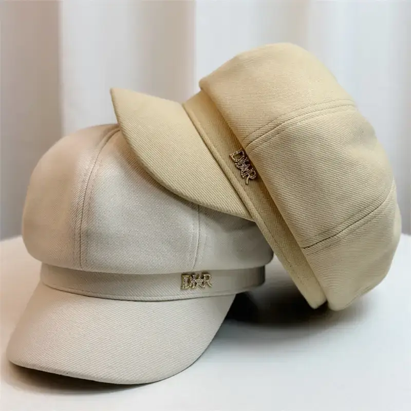 Women's Beige British Retro Cap Autumn Winter Casual - Image 7