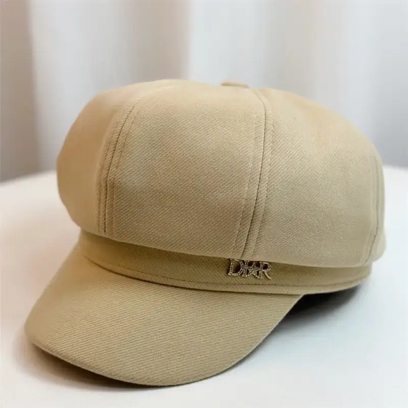 Women's Beige British Retro Cap Autumn Winter Casual - Image 3