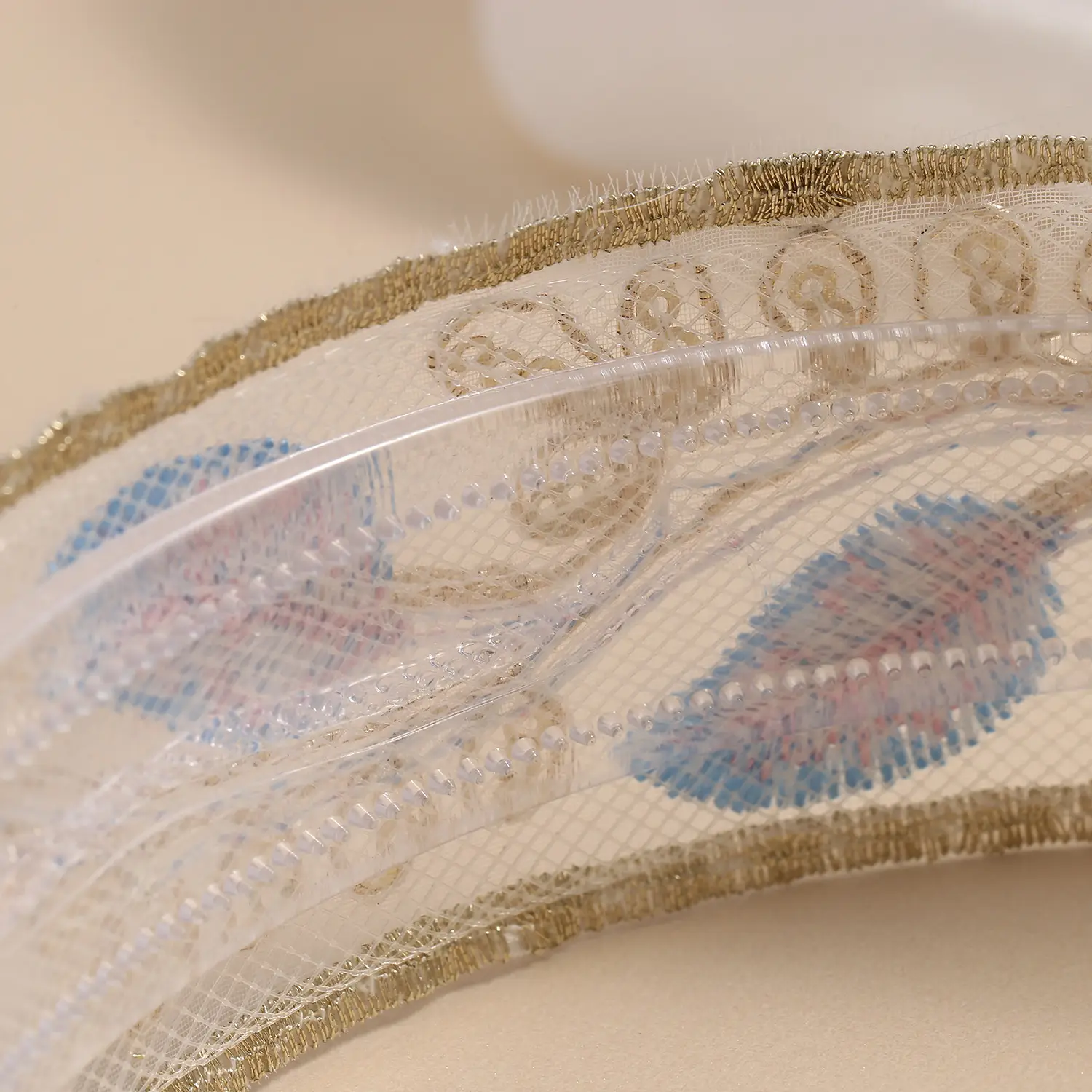 Embroidered Hair Band with Blue Floral Design