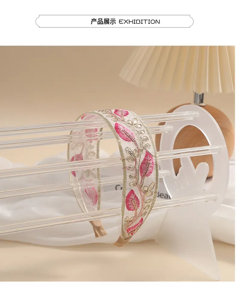 Embroidered Hair Band with Blue Floral Design — feature 10