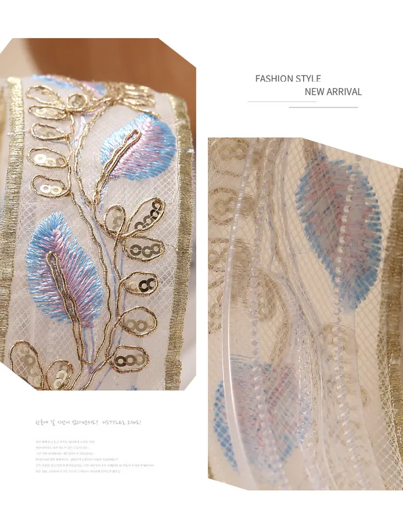 Embroidered Hair Band with Blue Floral Design — feature 12