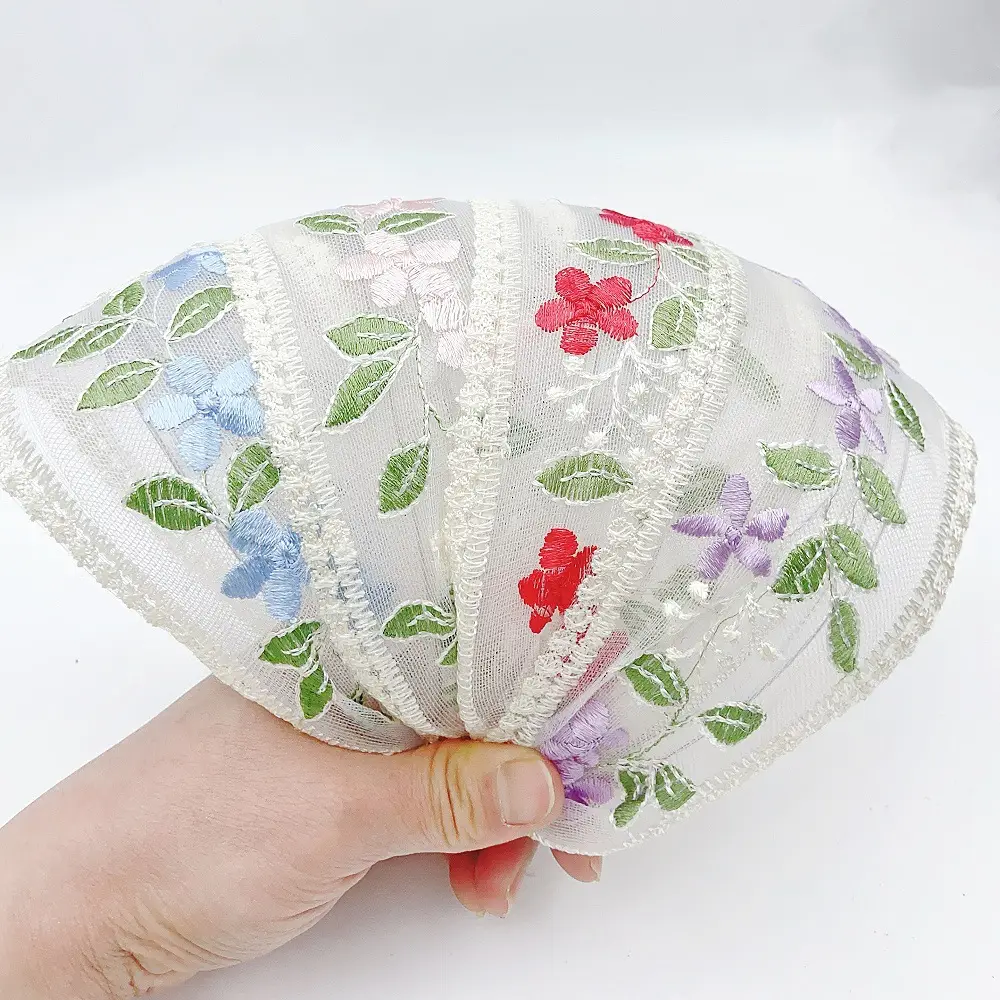 Embroidered Hair Band with Blue Floral Design — feature 13
