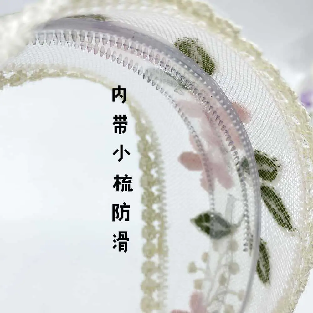 Embroidered Hair Band with Blue Floral Design — feature 16
