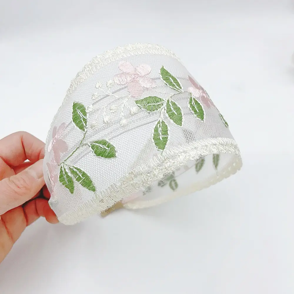 Embroidered Hair Band with Blue Floral Design — feature 17