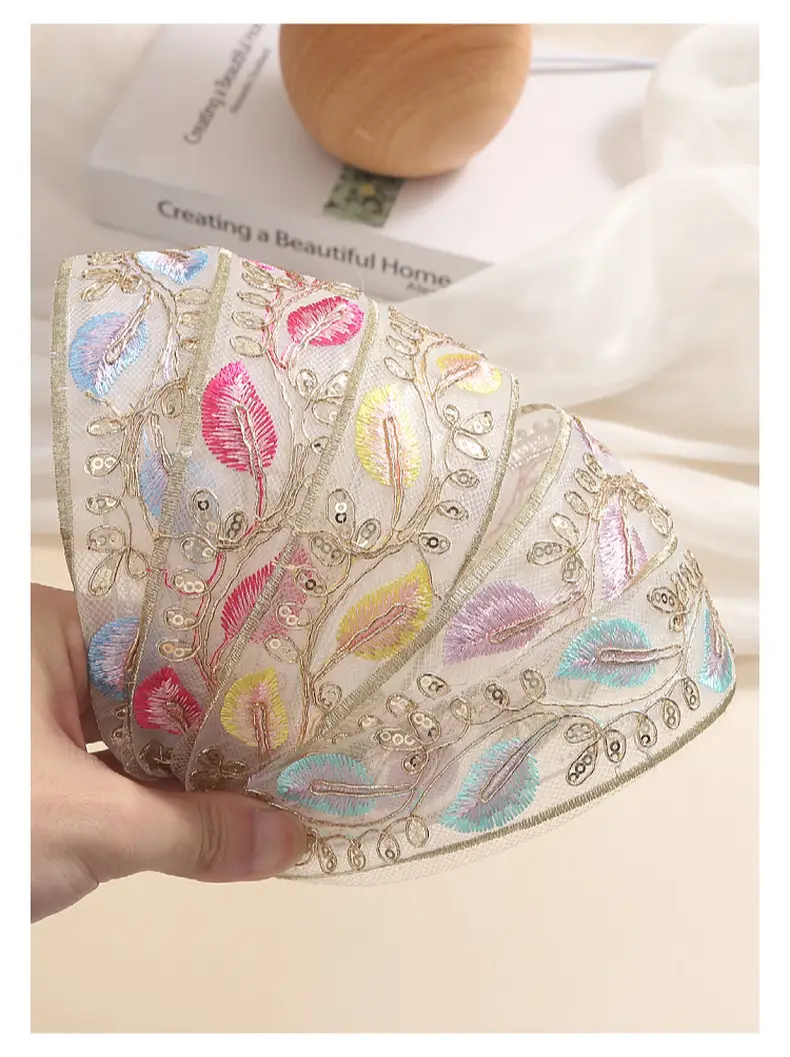Embroidered Hair Band with Blue Floral Design — feature 3