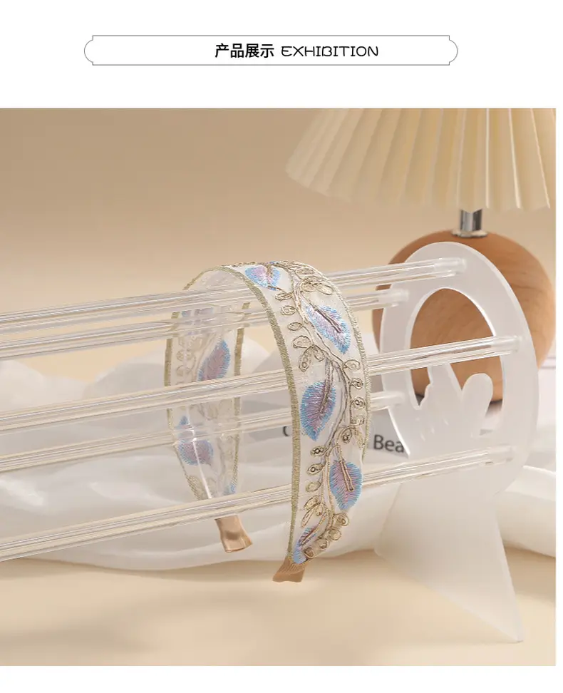 Embroidered Hair Band with Blue Floral Design — feature 9