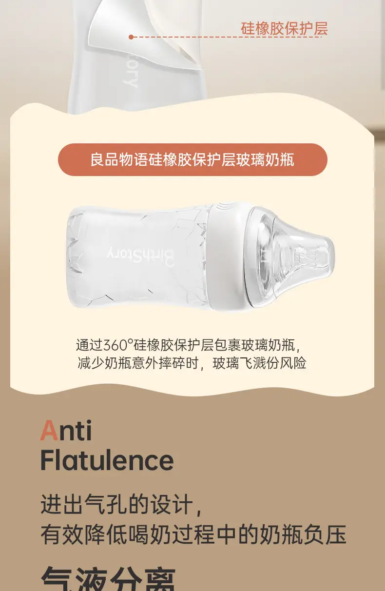 Baby High Borosilicate Glass Bottle Newborn Anti-Colic 0-6 Months Anti-Slip Baby Bottle Wide Diameter 150ml — feature 10