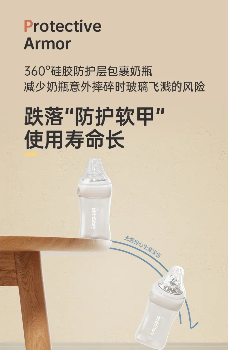 Baby High Borosilicate Glass Bottle Newborn Anti-Colic 0-6 Months Anti-Slip Baby Bottle Wide Diameter 150ml — feature 12