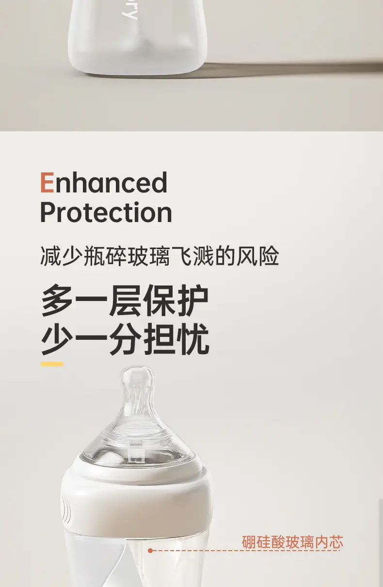 Baby High Borosilicate Glass Bottle Newborn Anti-Colic 0-6 Months Anti-Slip Baby Bottle Wide Diameter 150ml — feature 9