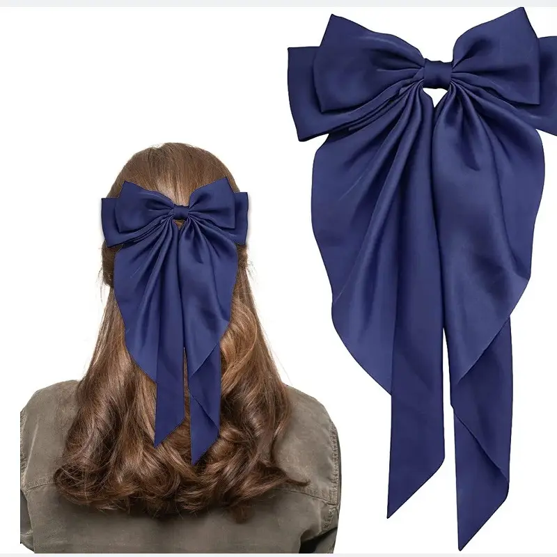 Satin Bow Hairpin with Long Ribbon Clip - Image 17