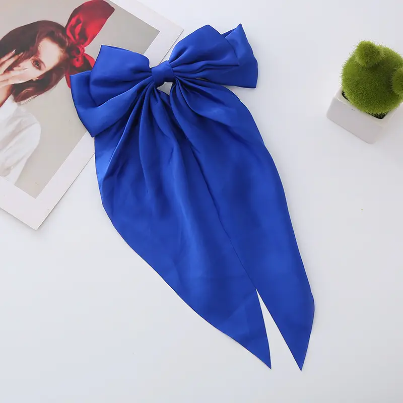 Satin Bow Hairpin with Long Ribbon Clip — feature 13