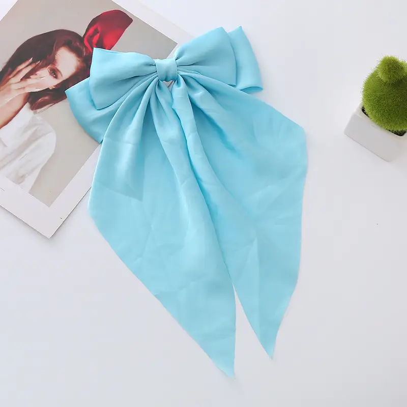 Satin Bow Hairpin with Long Ribbon Clip — feature 16