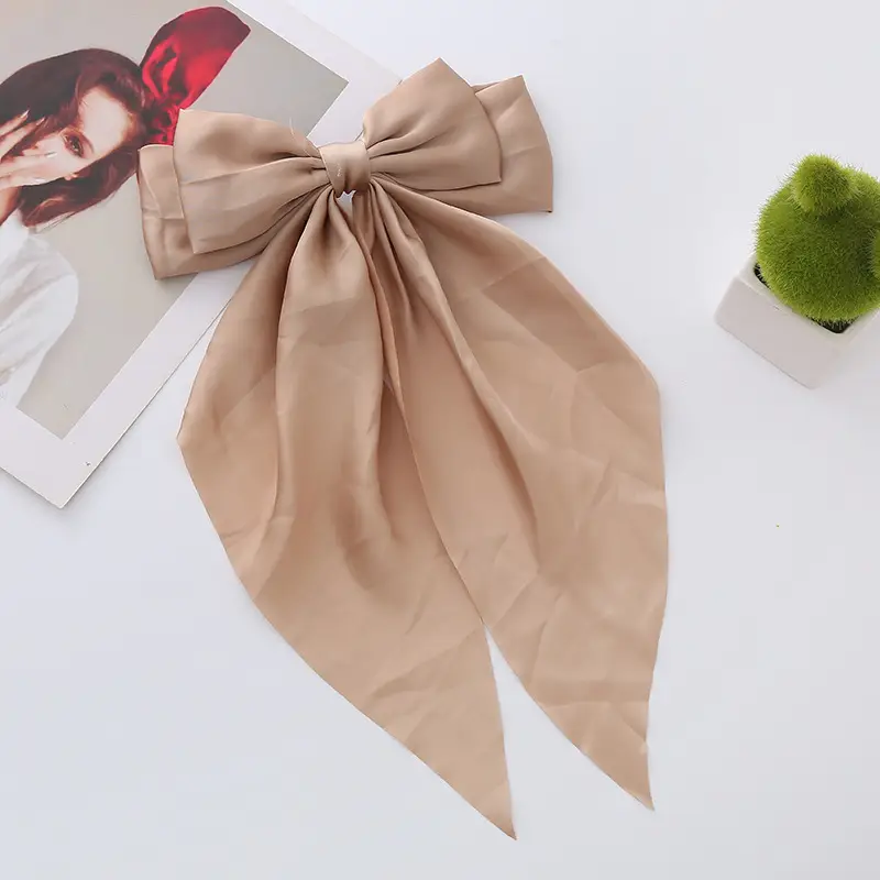 Satin Bow Hairpin with Long Ribbon Clip — feature 17