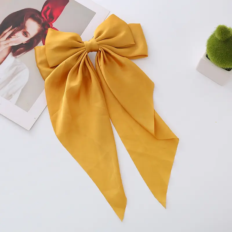Satin Bow Hairpin with Long Ribbon Clip — feature 18