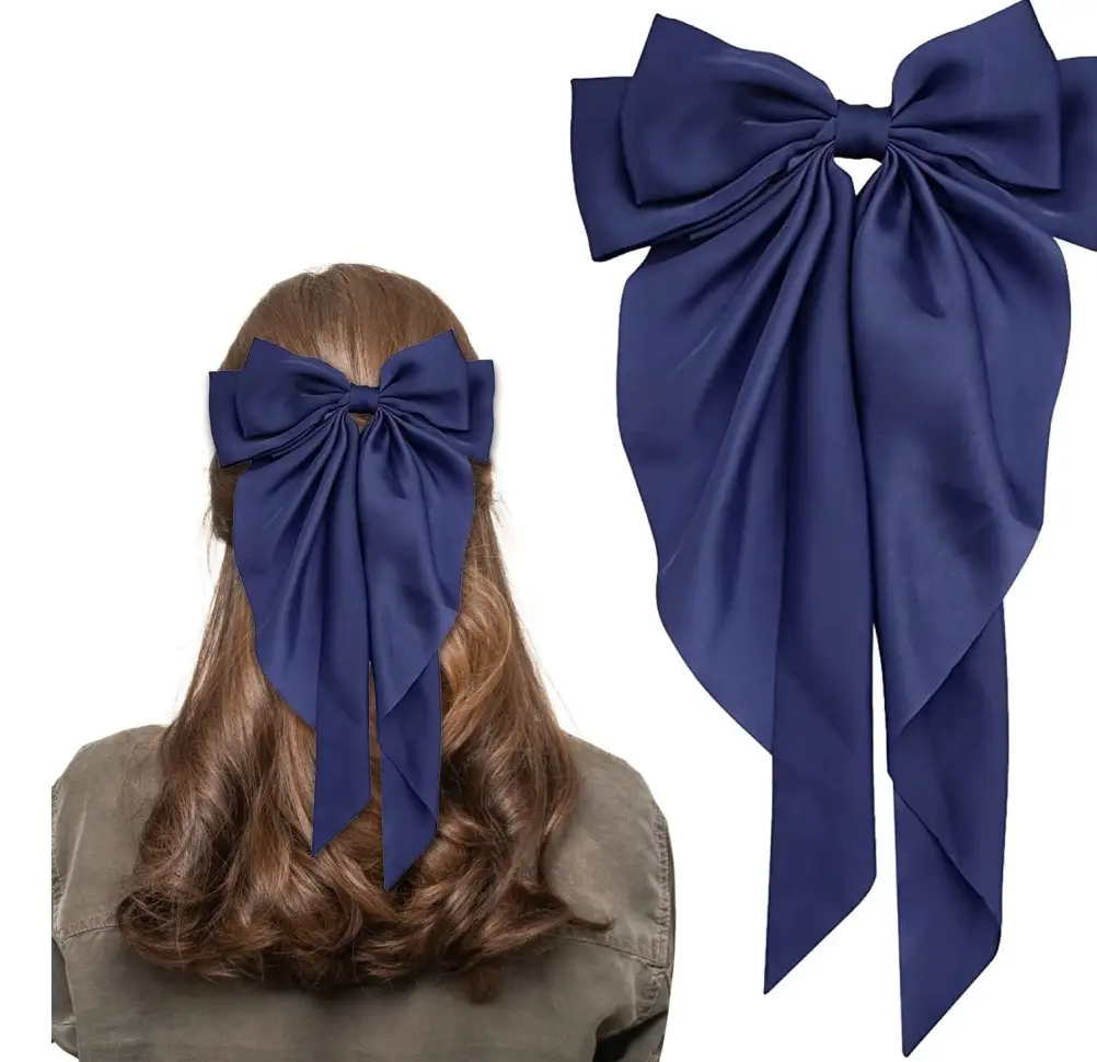 Satin Bow Hairpin with Long Ribbon Clip — feature 2
