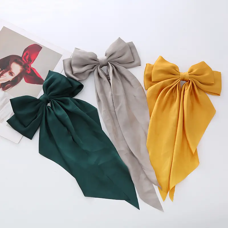 Satin Bow Hairpin with Long Ribbon Clip — feature 4