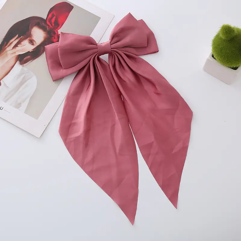 Satin Bow Hairpin with Long Ribbon Clip - Image 5