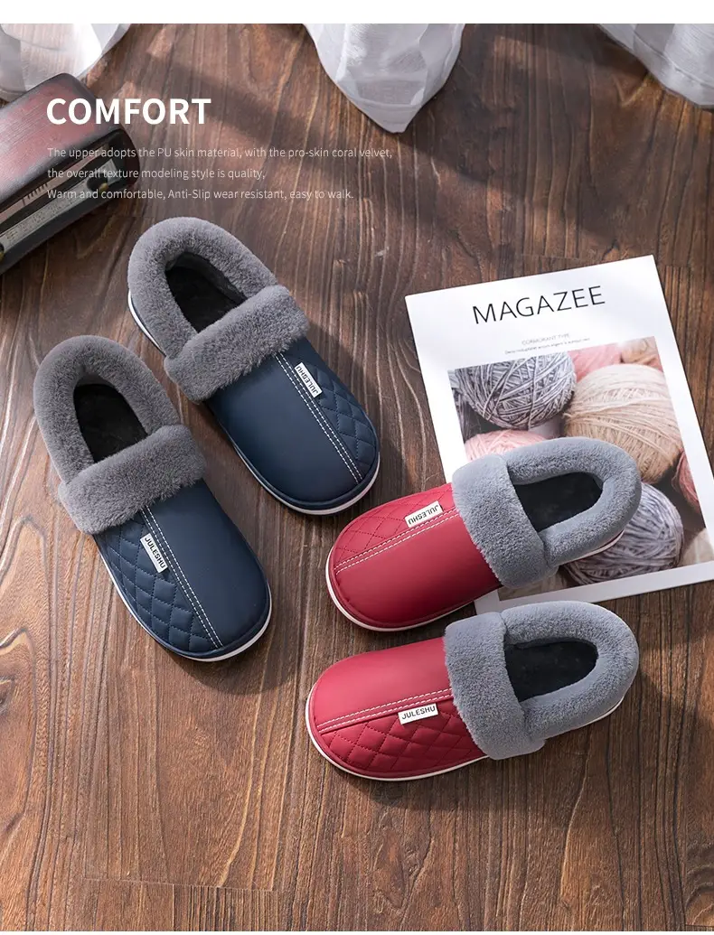 Men's Winter Cotton Slipper Red Large 2025 — feature 19