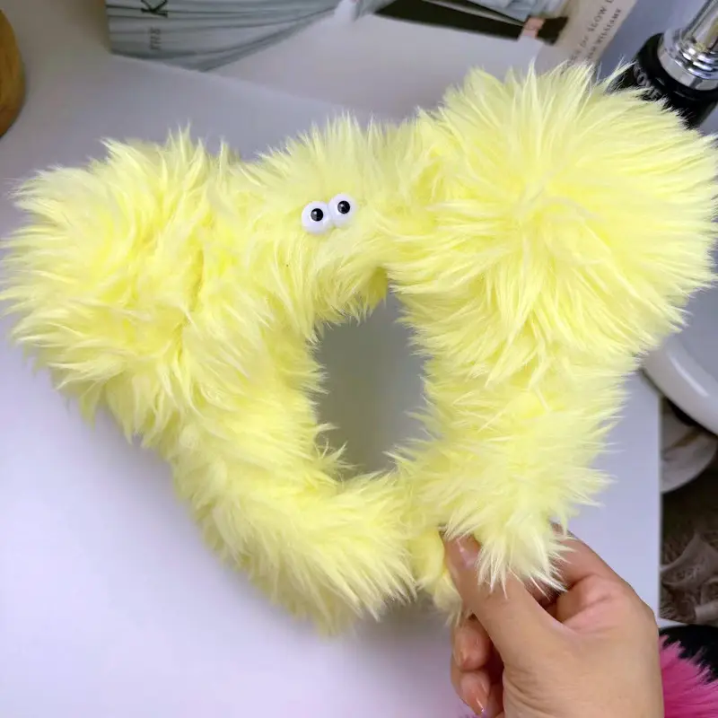 Plush Yellow Heart Hair Clip for Girls - Image 2