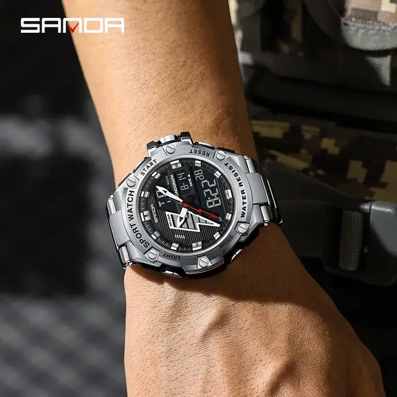 Sanda Lightning Multi-Function Luminous Watch for Men Gold Black - Image 9